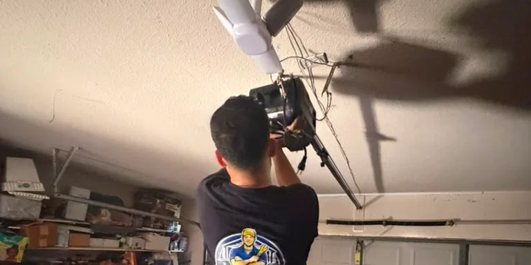 MTA Garage Doors technician servicing a residential garage door opener